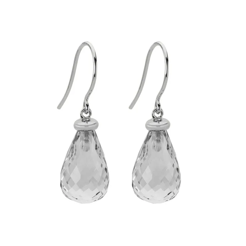 Quartz Briollette Dangle Earrings