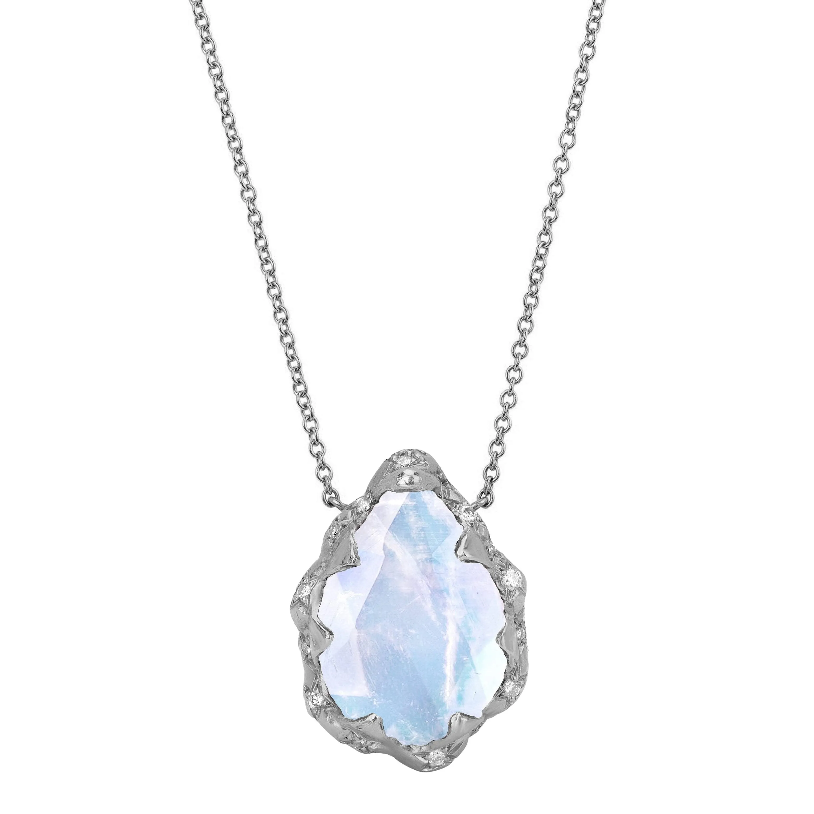 Queen Water Drop Moonstone Necklace with Sprinkled Diamonds