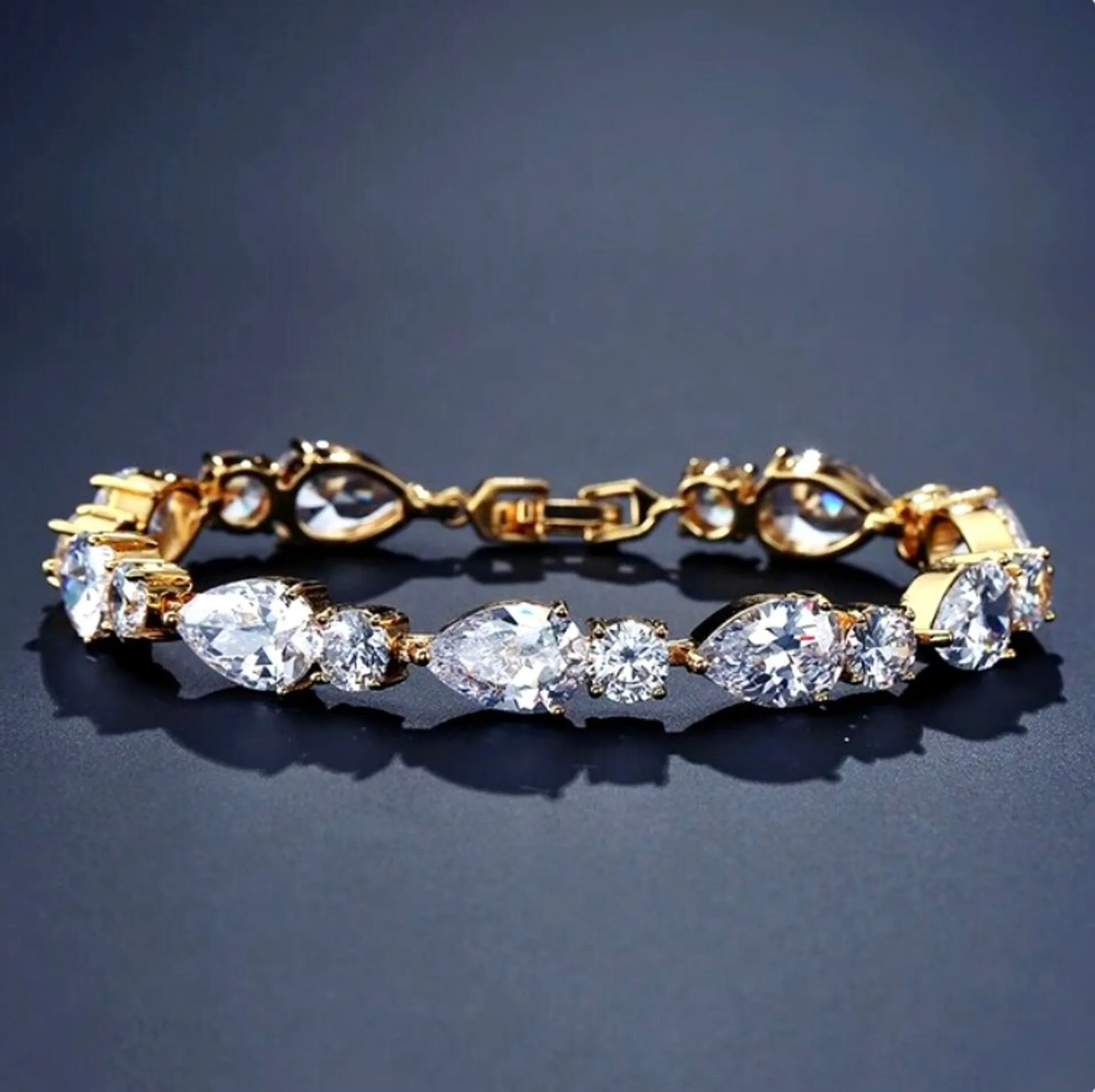 "Colette" - Cubic Zirconia Bridal Bracelet - Available in Silver, Rose Gold and Yellow Gold