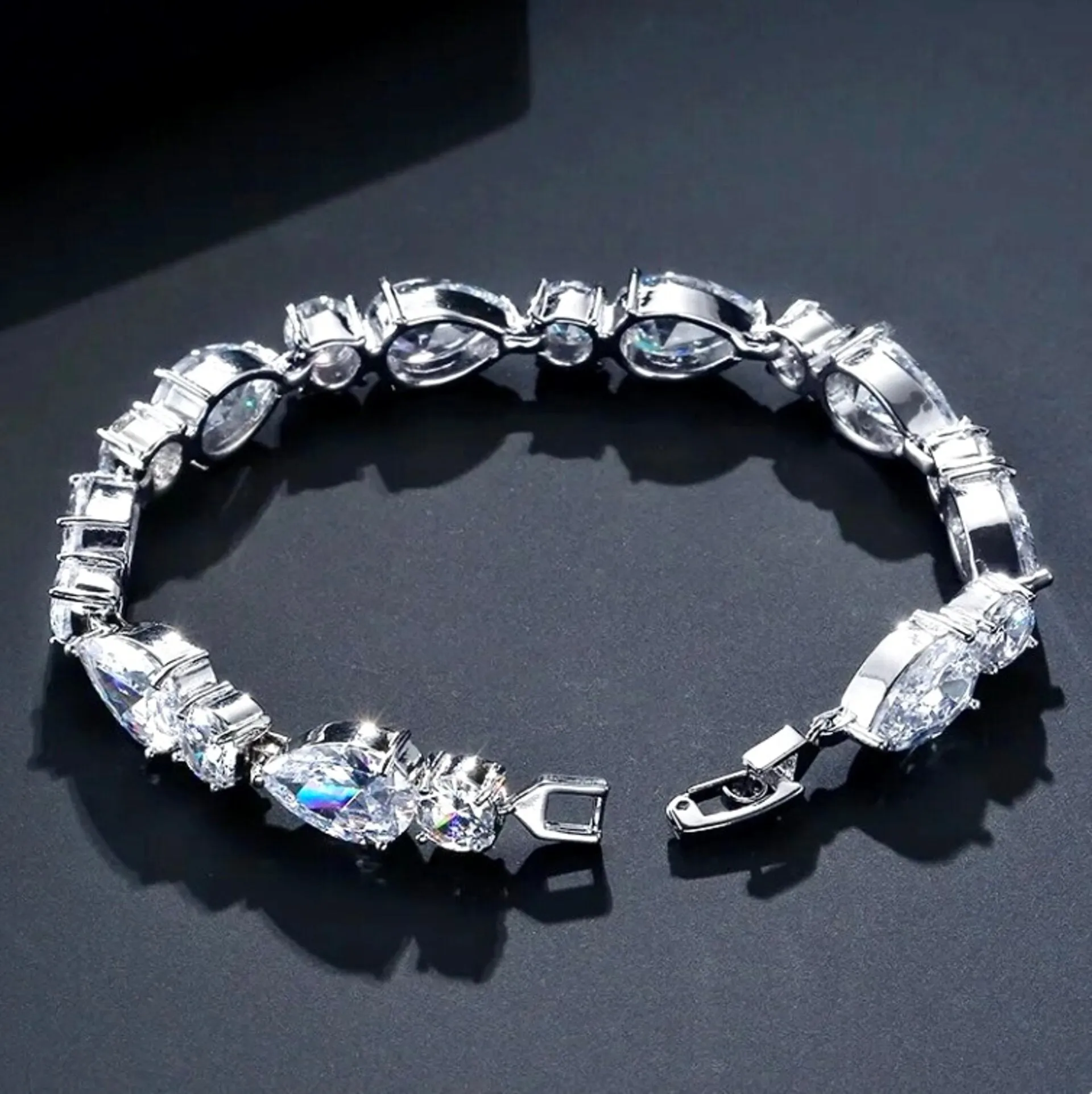 "Colette" - Cubic Zirconia Bridal Bracelet - Available in Silver, Rose Gold and Yellow Gold