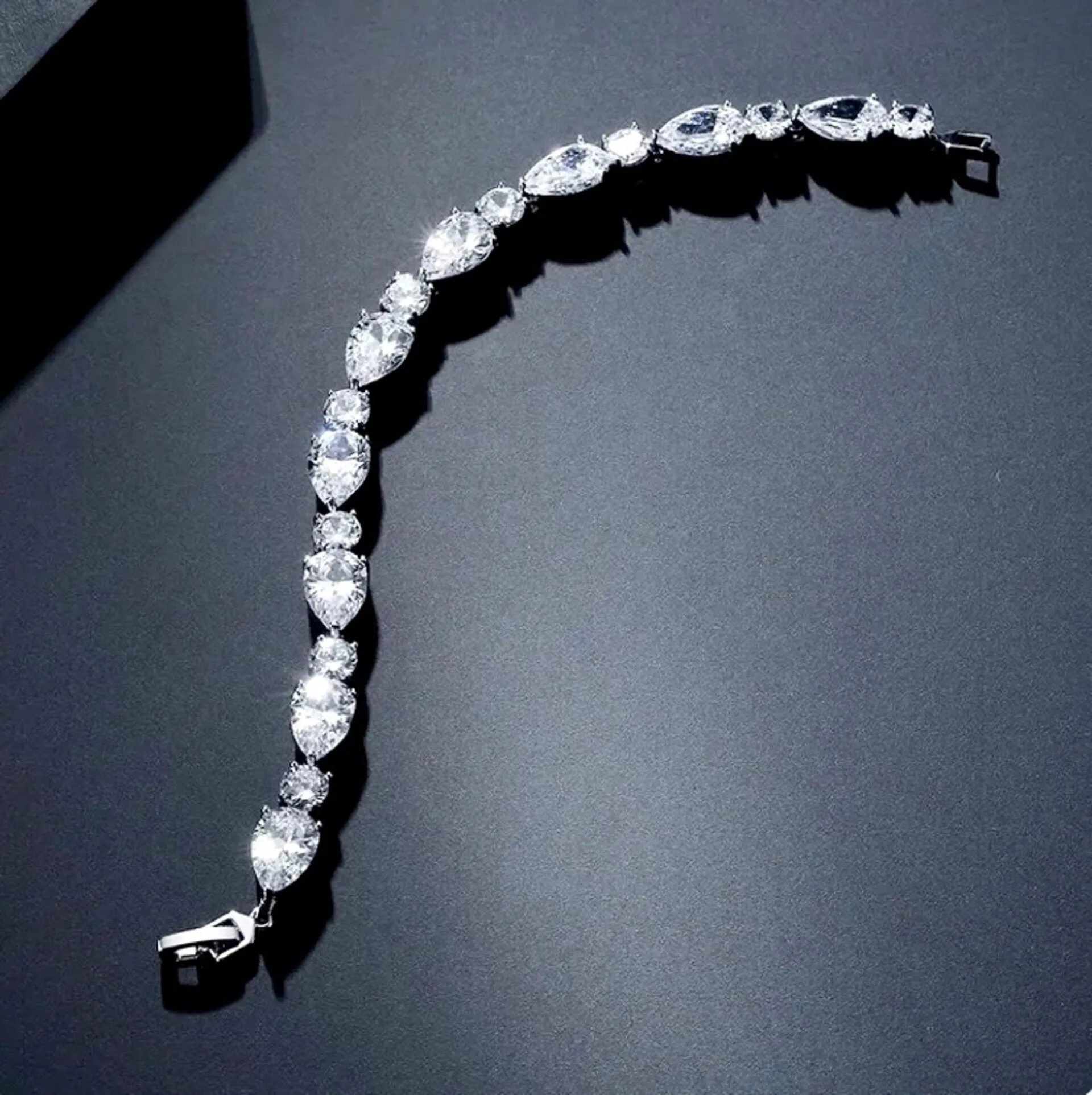 "Colette" - Cubic Zirconia Bridal Bracelet - Available in Silver, Rose Gold and Yellow Gold