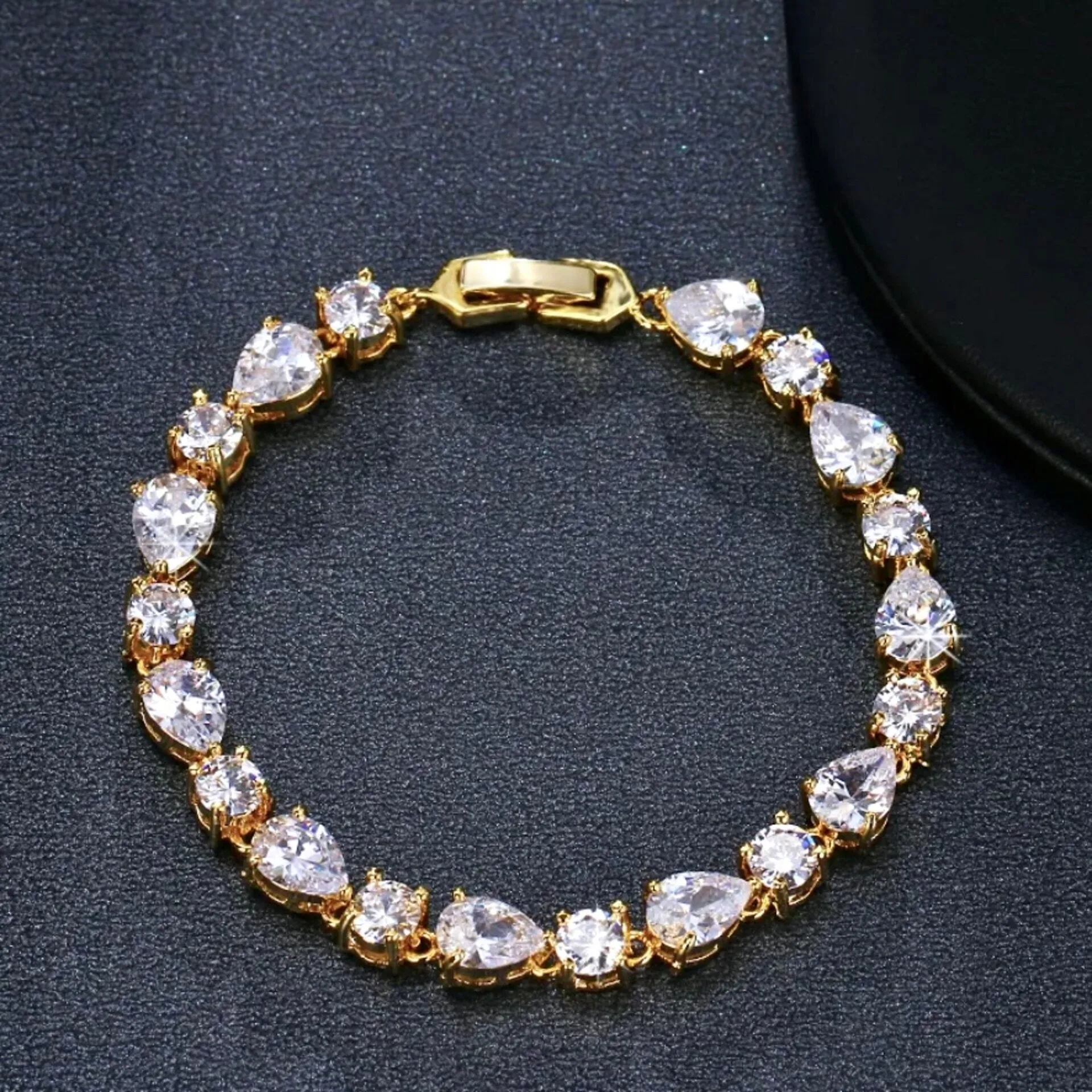 "Colette" - Cubic Zirconia Bridal Bracelet - Available in Silver, Rose Gold and Yellow Gold