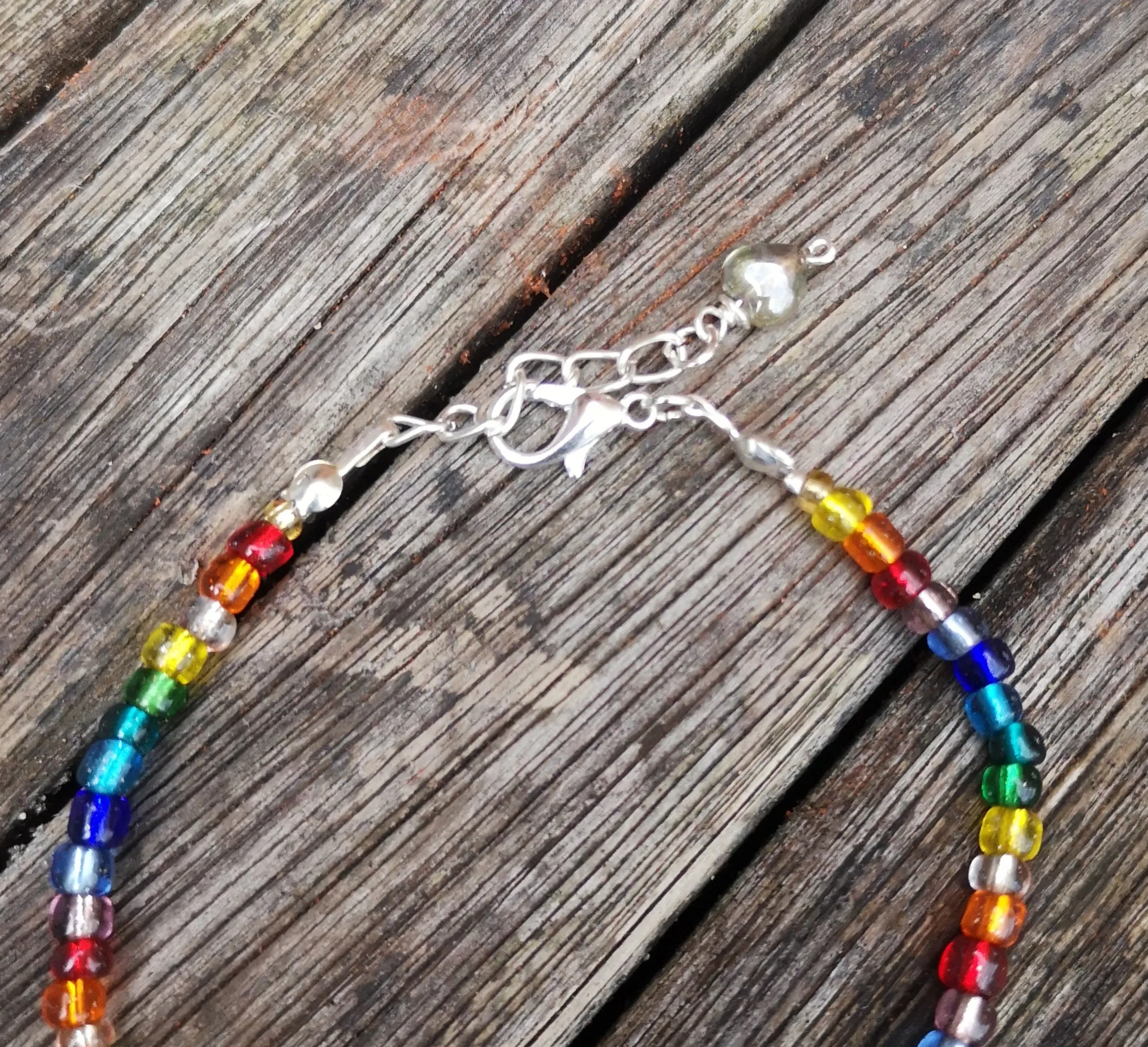 "Love & Pride" simple rainbow LGBT bracelet with heart charm