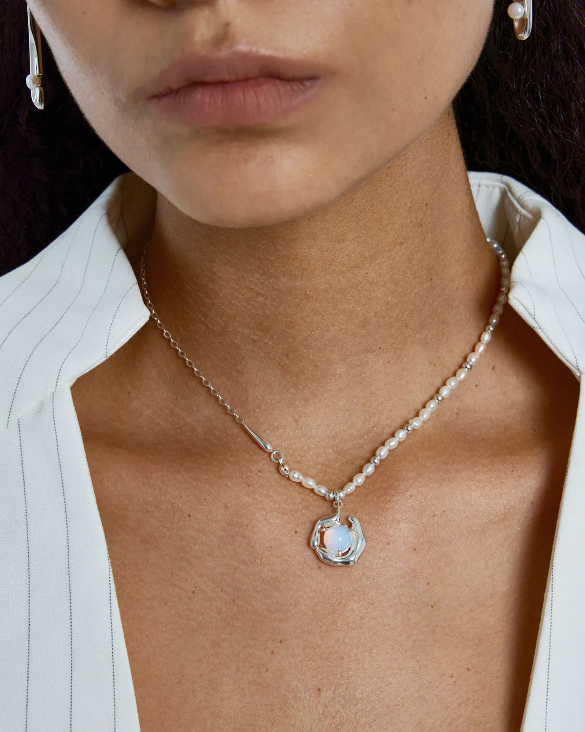 RADIANCE Moonstone & Seed Pearl Necklace