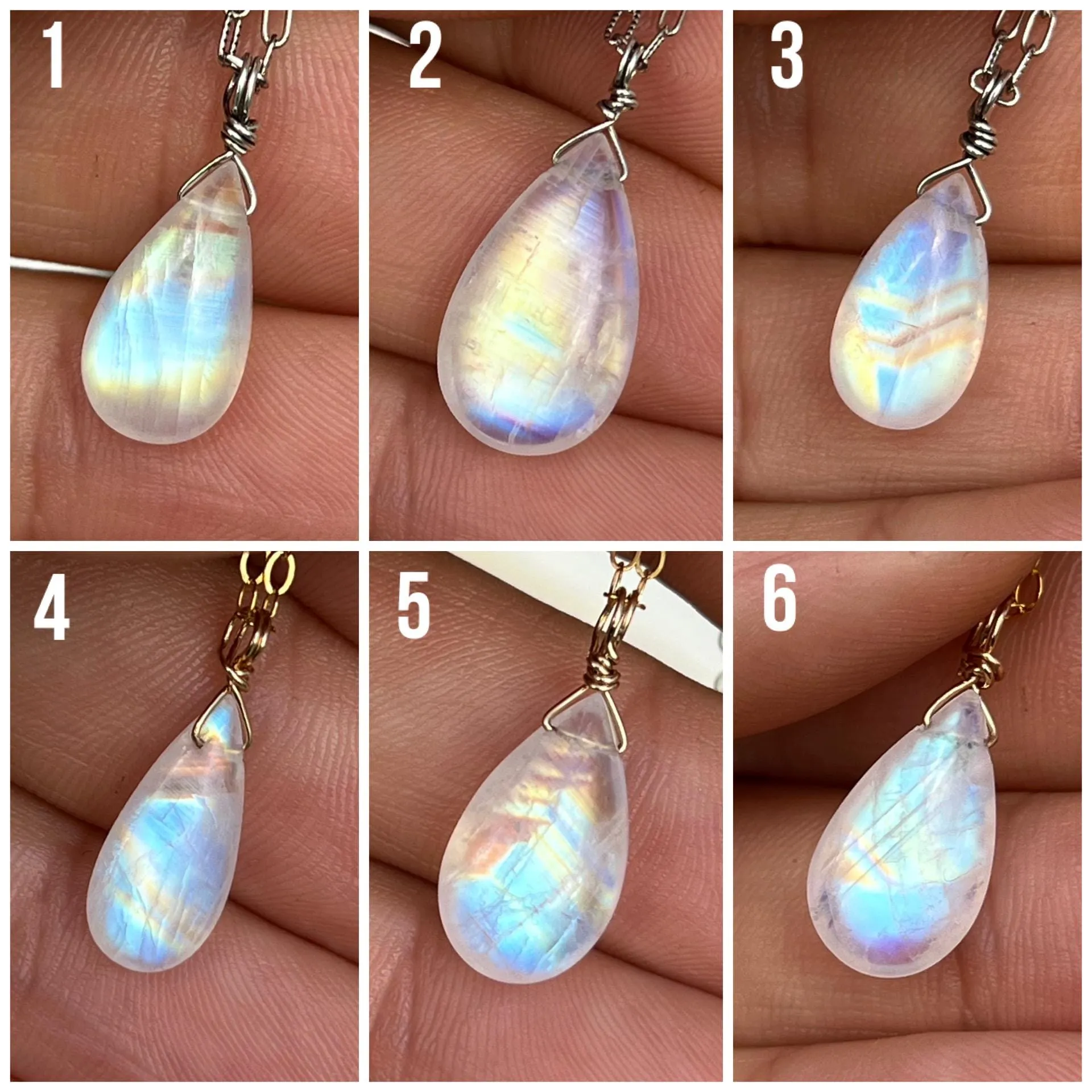 Rainbow Moonstone Drop Pendant