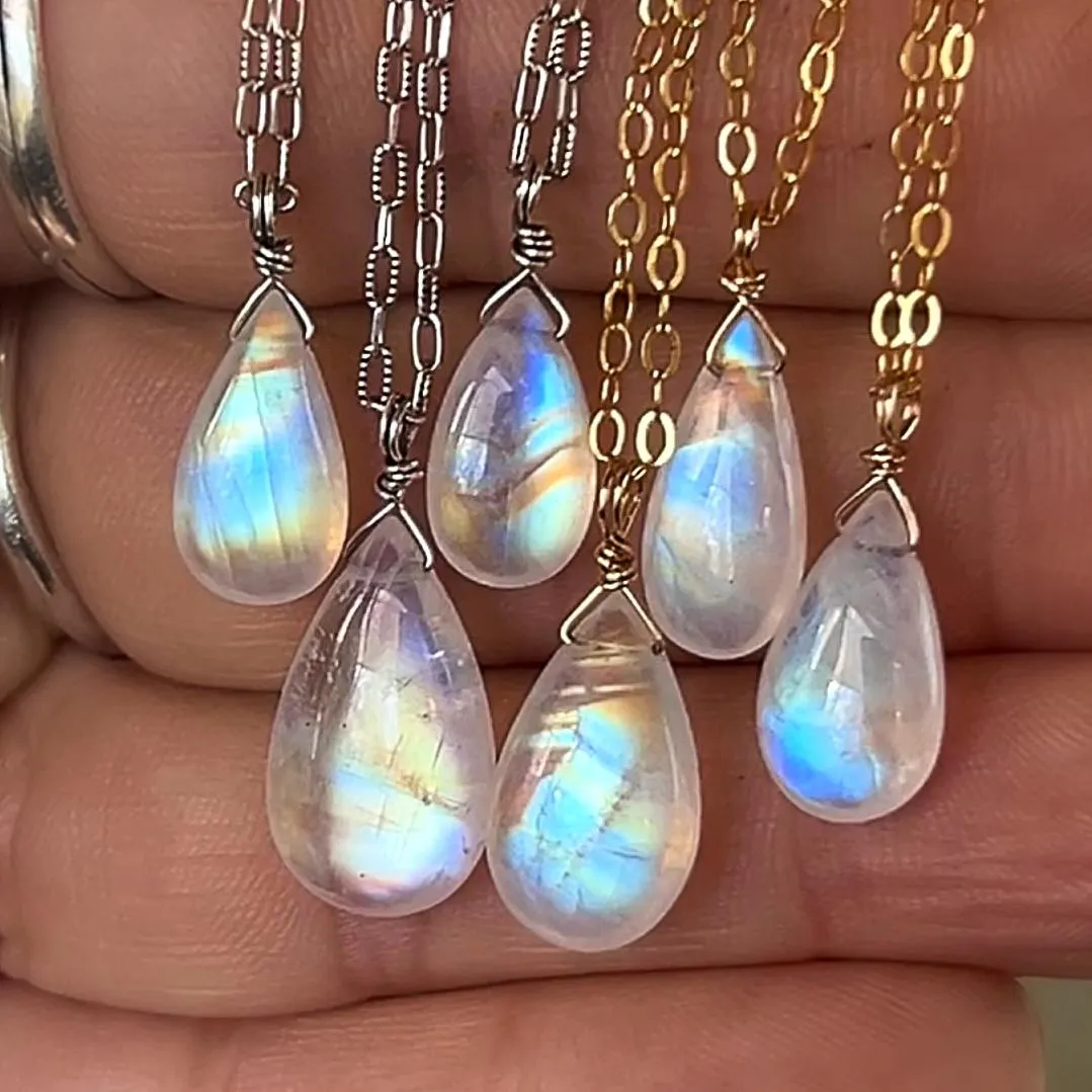 Rainbow Moonstone Drop Pendant