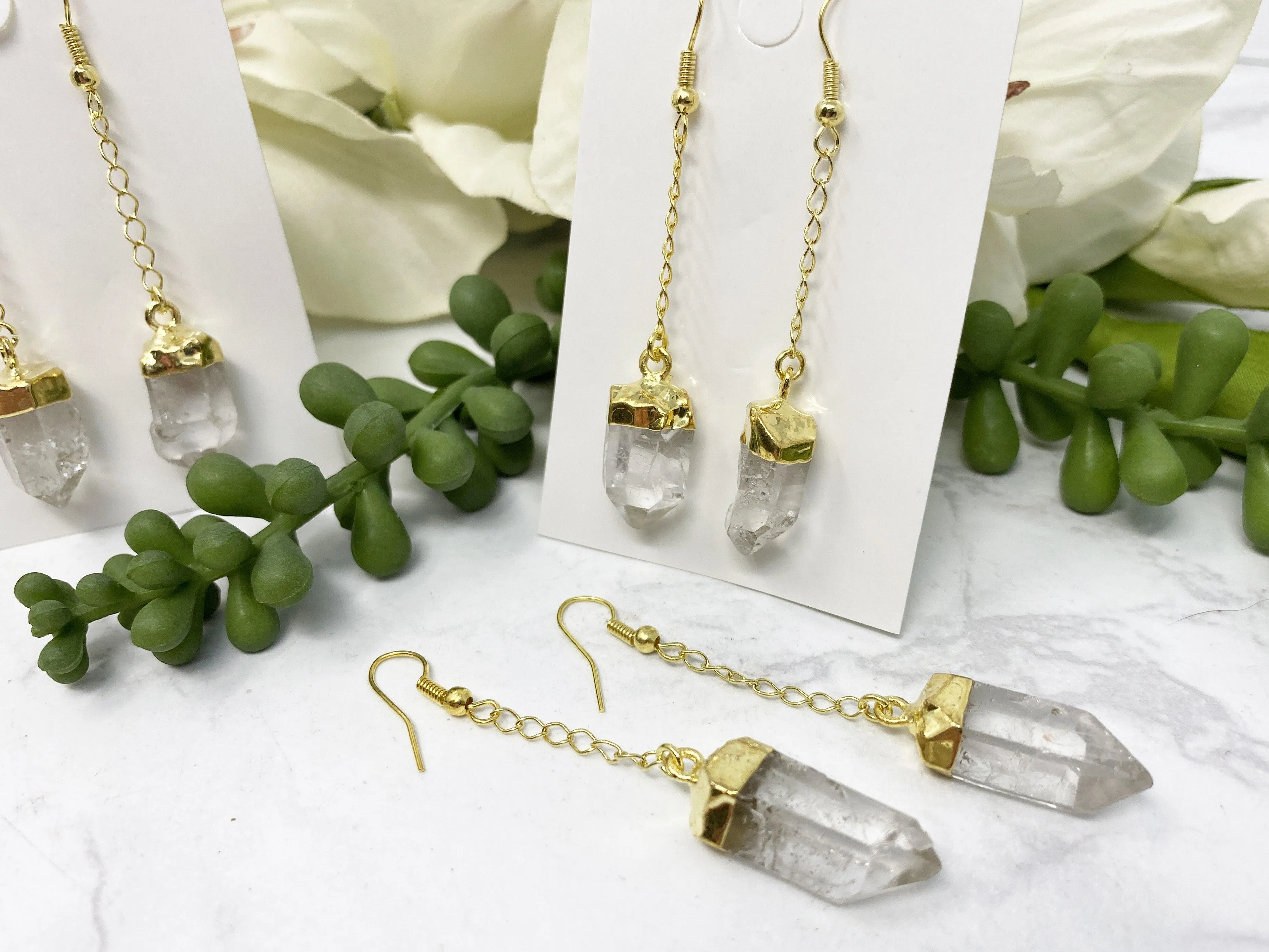 Raw Quartz Earrings