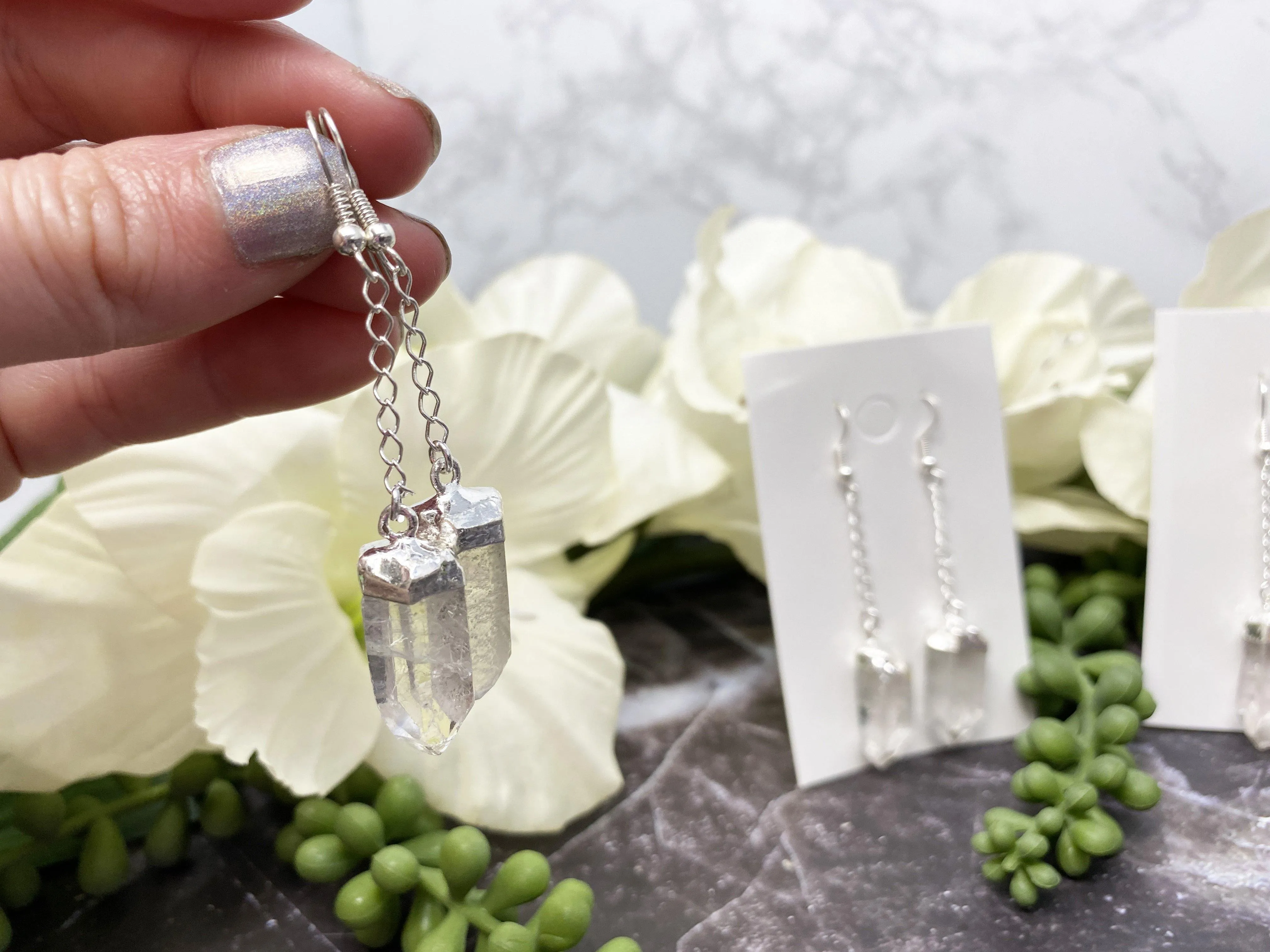 Raw Quartz Earrings