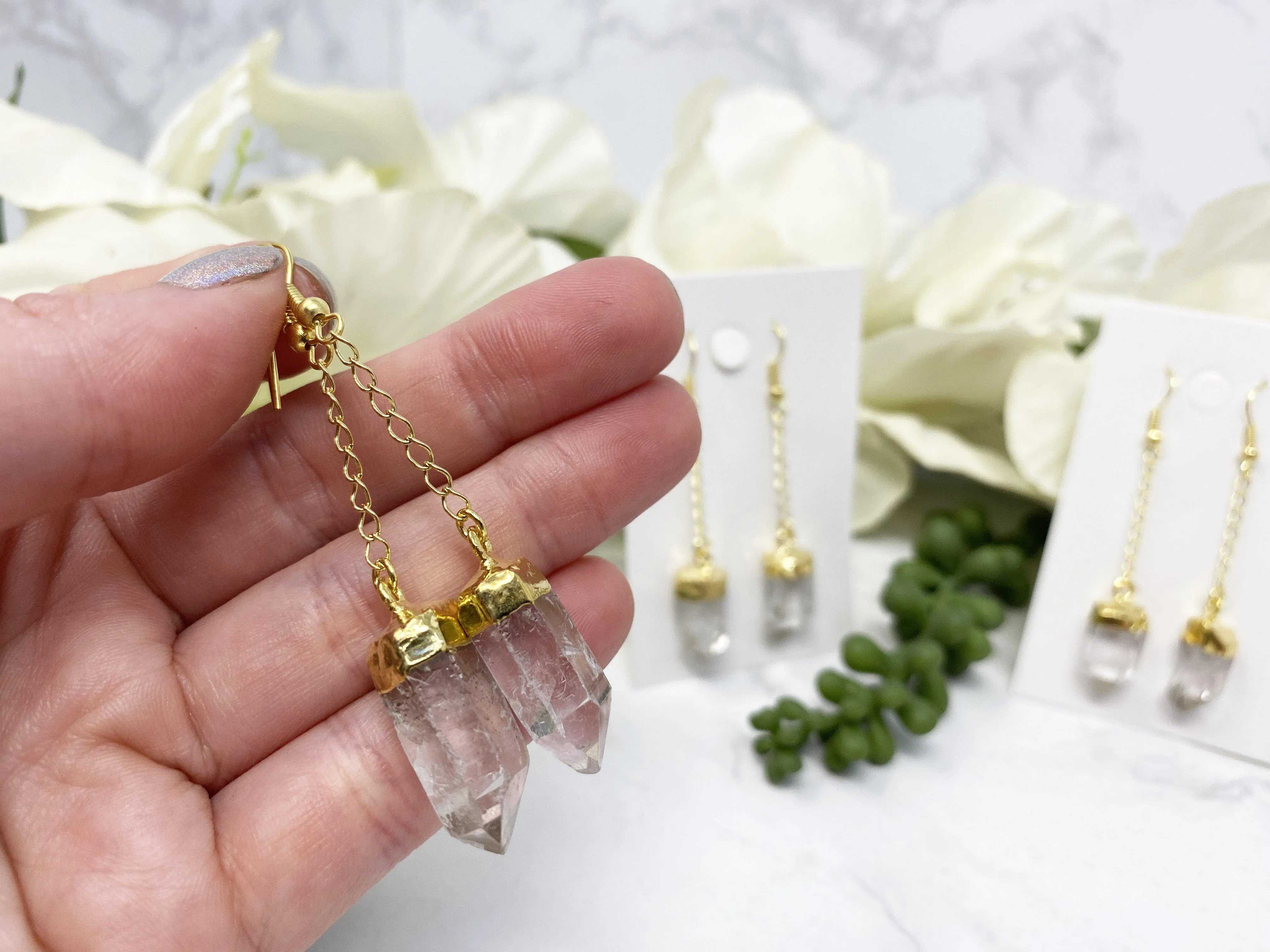 Raw Quartz Earrings