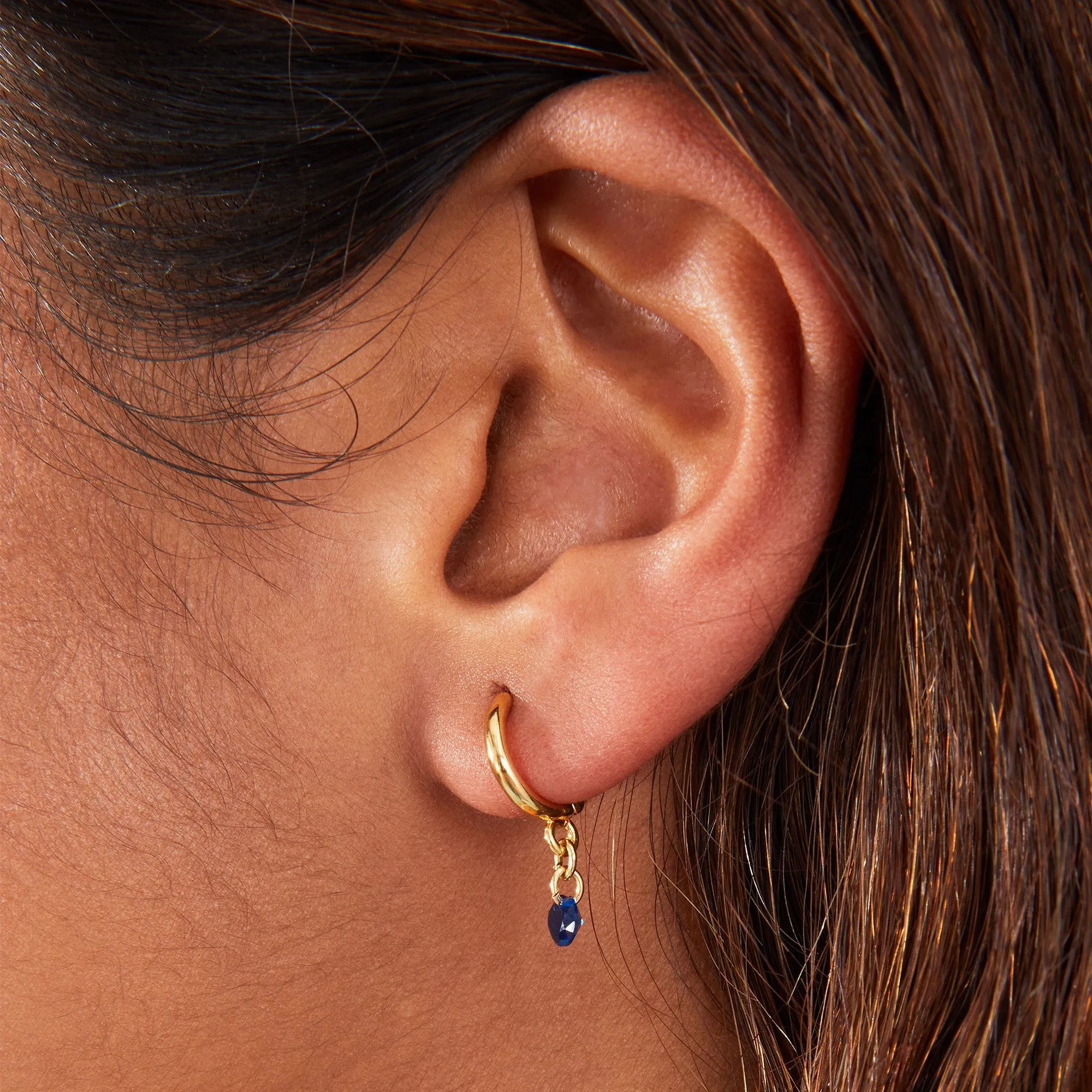 Real Gold Plated Blue Z Sparkle Huggies Earrings