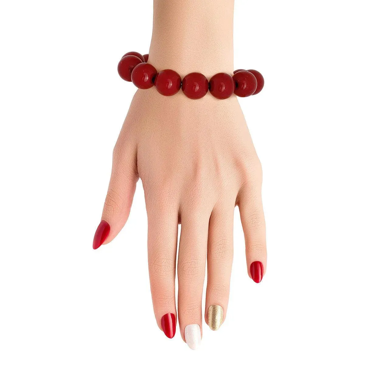 Red Acrylic Pearl Beaded Bracelet