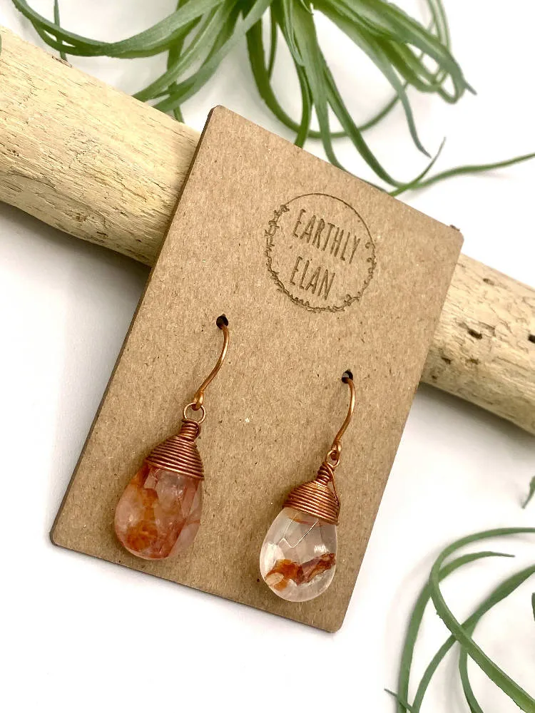 Red Quartz Briolette Earrings