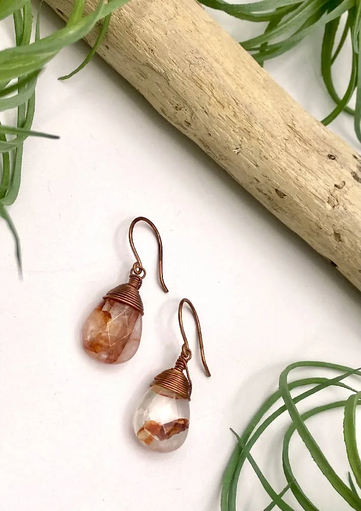 Red Quartz Briolette Earrings