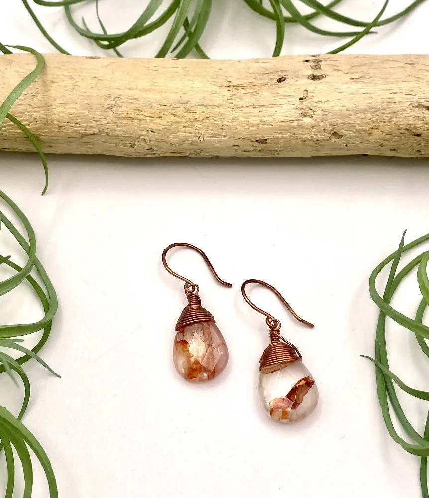 Red Quartz Briolette Earrings