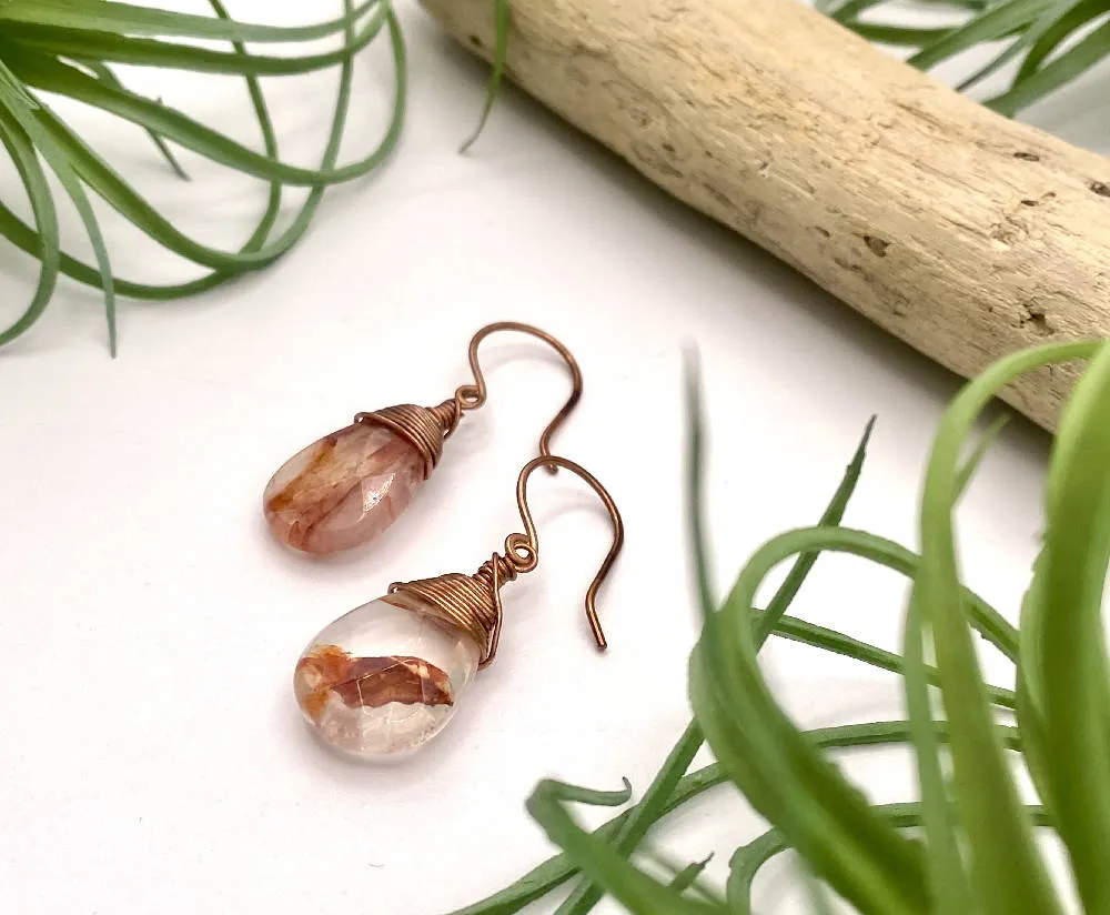 Red Quartz Briolette Earrings