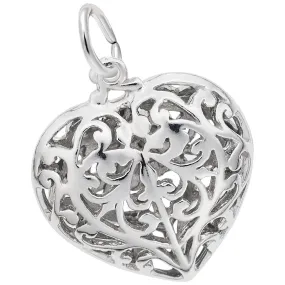 Rembrandt Charms - Filigree Heart Charm - 3618