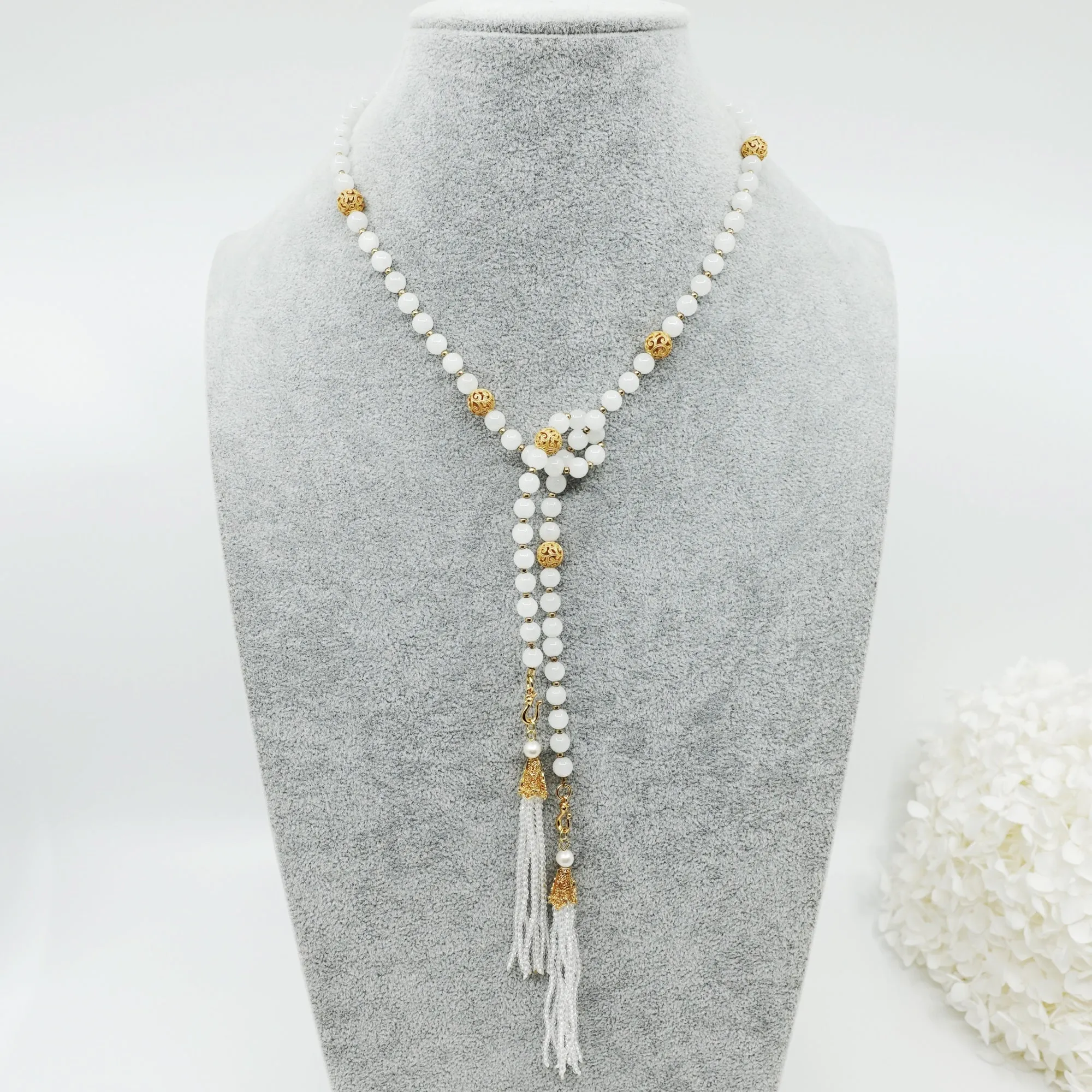 Return to Origin 6mm Moonstone Lariat Necklace Set