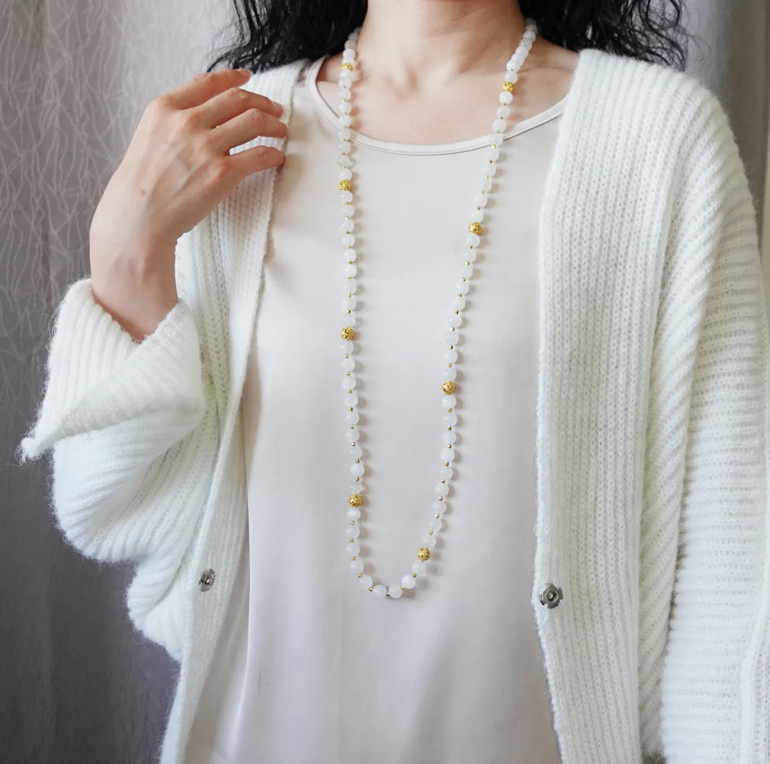 Return to Origin Beaded Moonstone Necklace with Tassels