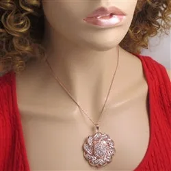 Rhinestone  & Rose Gold Pendant Necklace