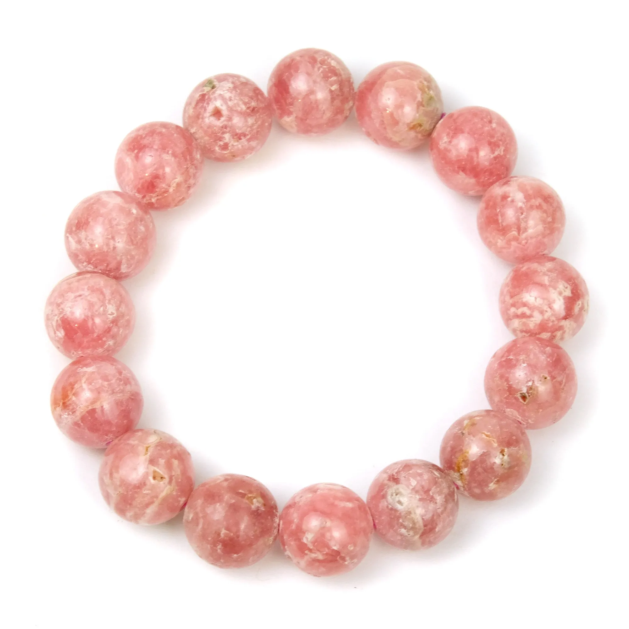 Rhodochrosite Rounds Stretch Bracelet 13mm