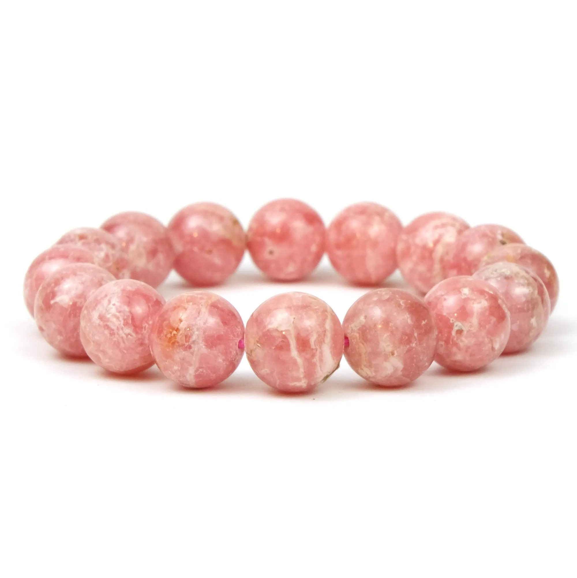 Rhodochrosite Rounds Stretch Bracelet 13mm