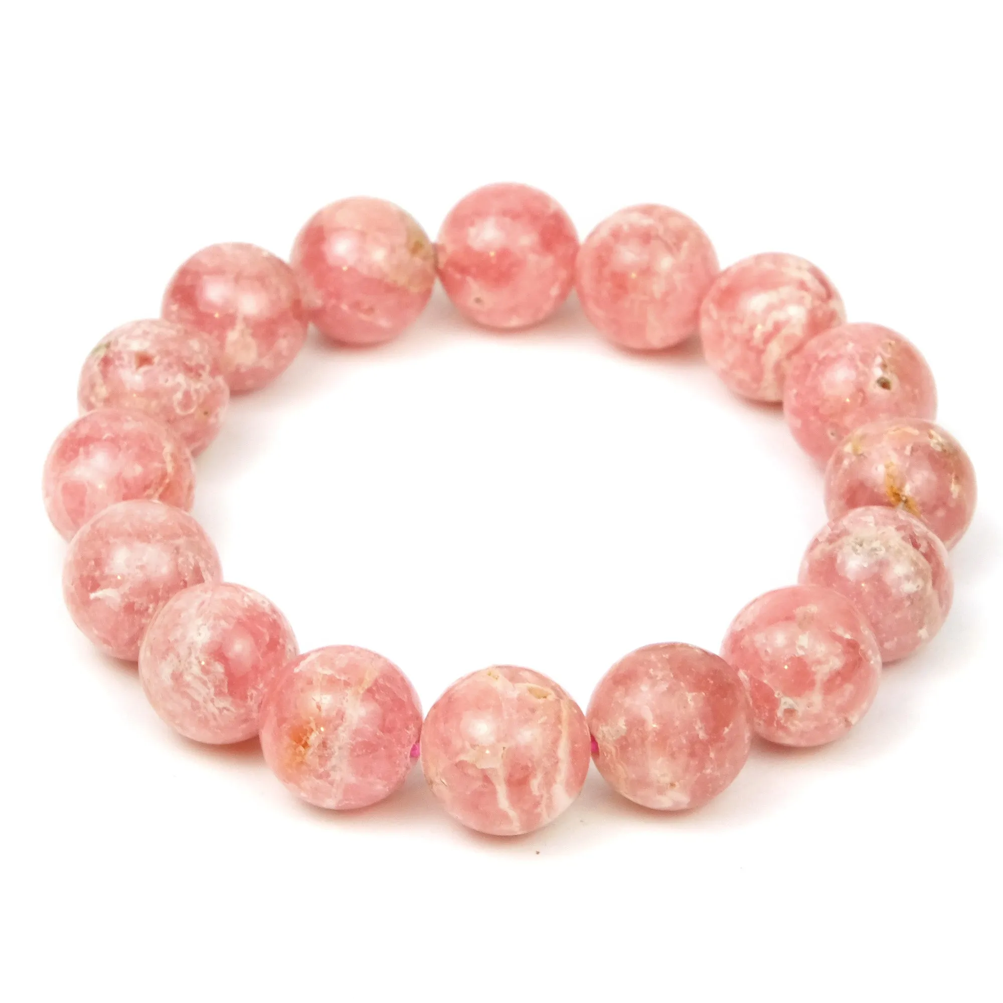 Rhodochrosite Rounds Stretch Bracelet 13mm