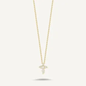 Roberto Coin Tiny Treasures 18K Yellow Gold Small Diamond Cross Necklace