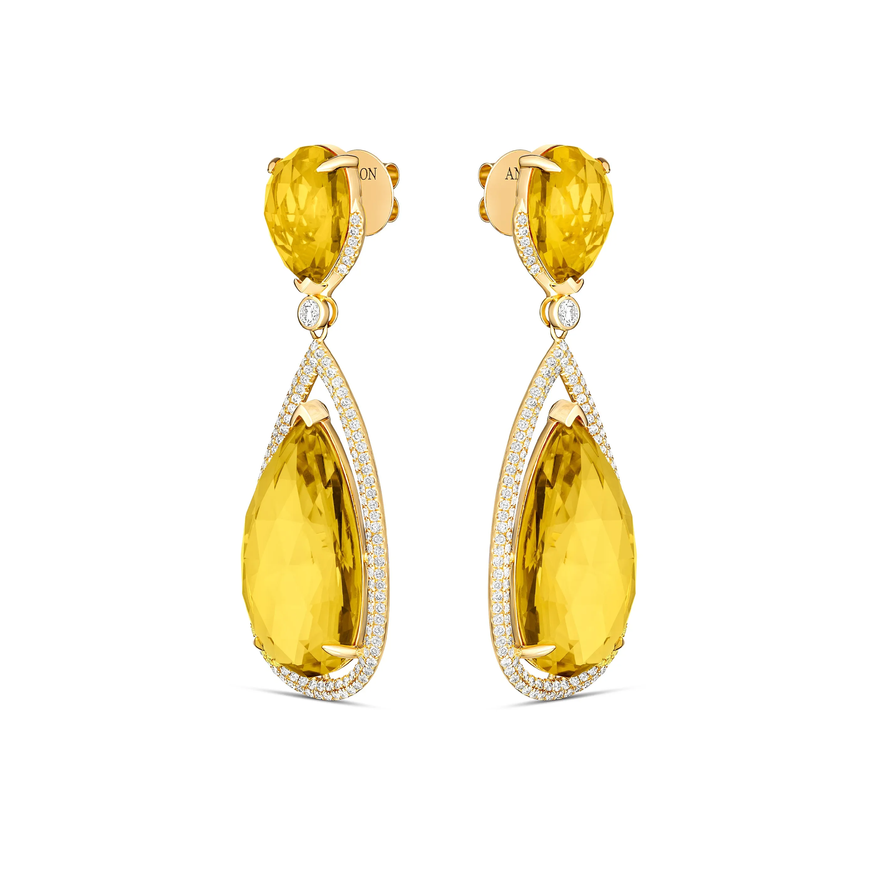 ROCK Candy® Honey Quartz Diamond Drop Earrings | 18K Yellow Gold