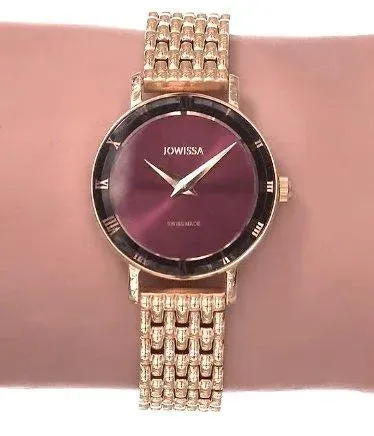 Roma Swiss Ladies Watch Gold Tone Bordeaux Face J2.291.S