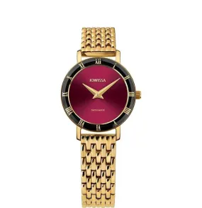 Roma Swiss Ladies Watch Gold Tone Bordeaux Face J2.291.S