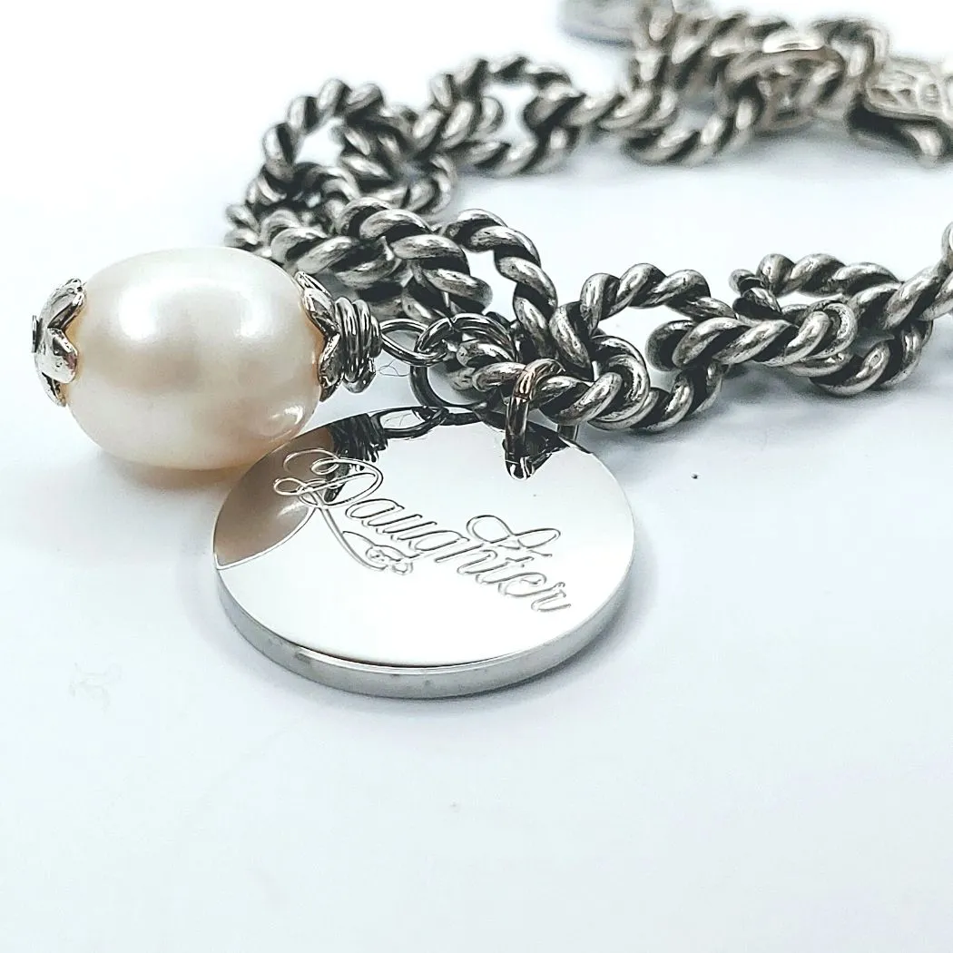 Rope Chain Bracelet With Pearl & Charm