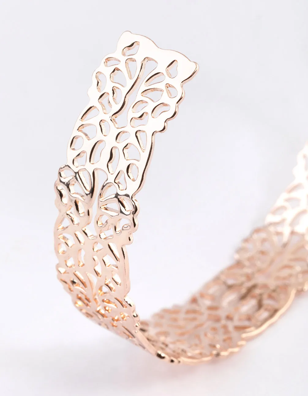 Rose Gold Filigree Flower Cuff Bracelet