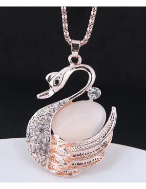 Rose Gold Moonstone Swan Necklace