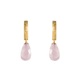 Rose Quartz 24K Gold Vermeil Huggie Earrings