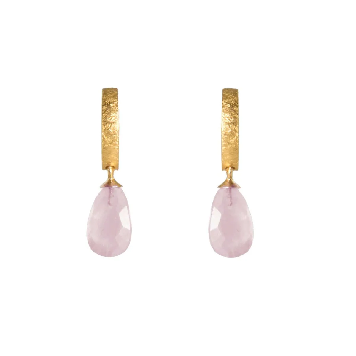 Rose Quartz 24K Gold Vermeil Huggie Earrings