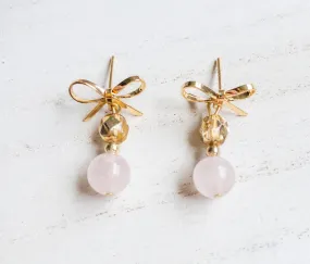 Rose Quartz Bow Earrings