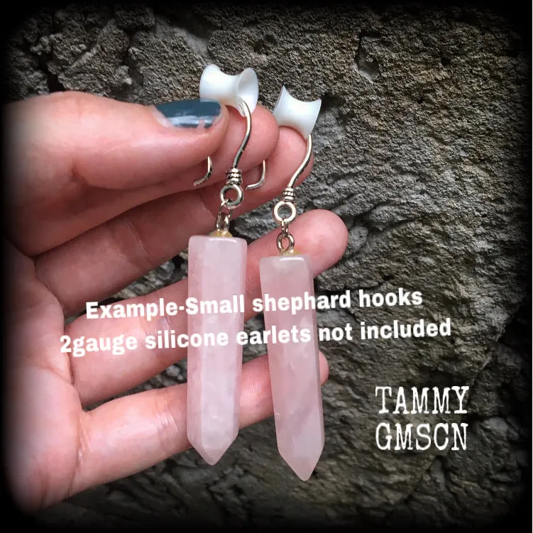 Rose quartz earrings-Ear hangers