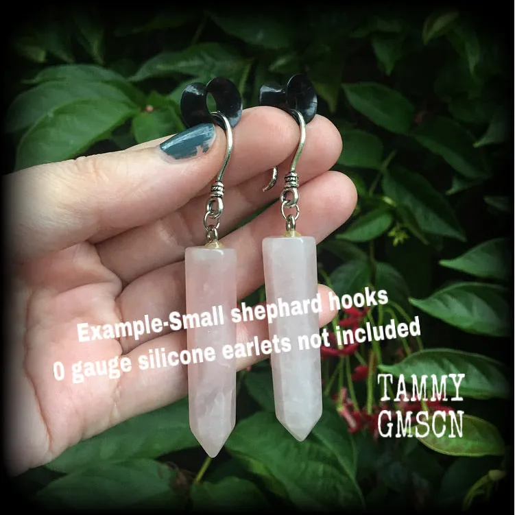 Rose quartz earrings-Ear hangers