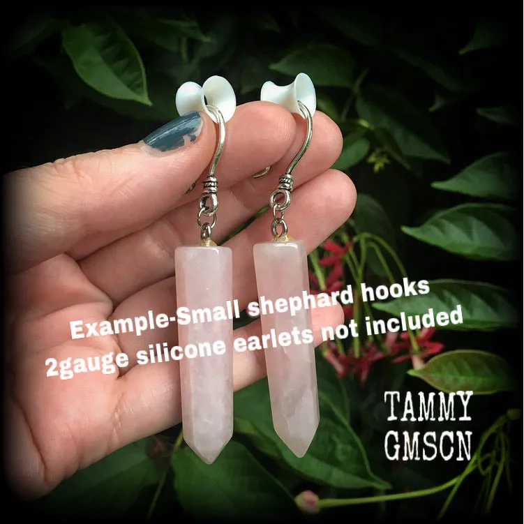 Rose quartz earrings-Ear hangers