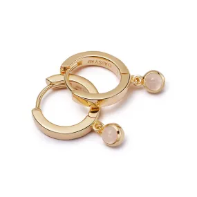 Rose Quartz Healing Huggie Hoop Earrings 18ct Gold Plate