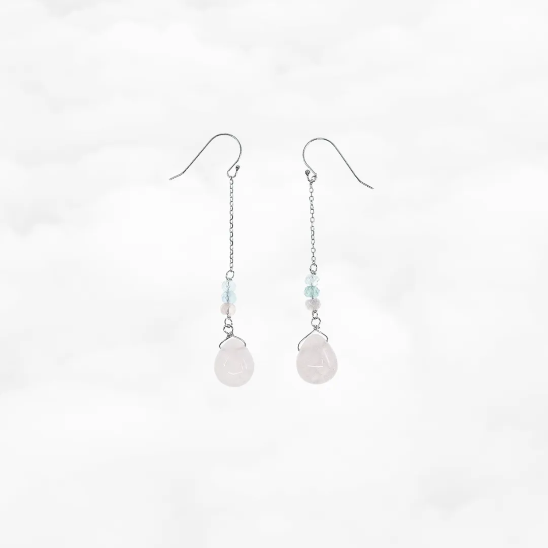 Rose Quartz Long Dangle Earrings