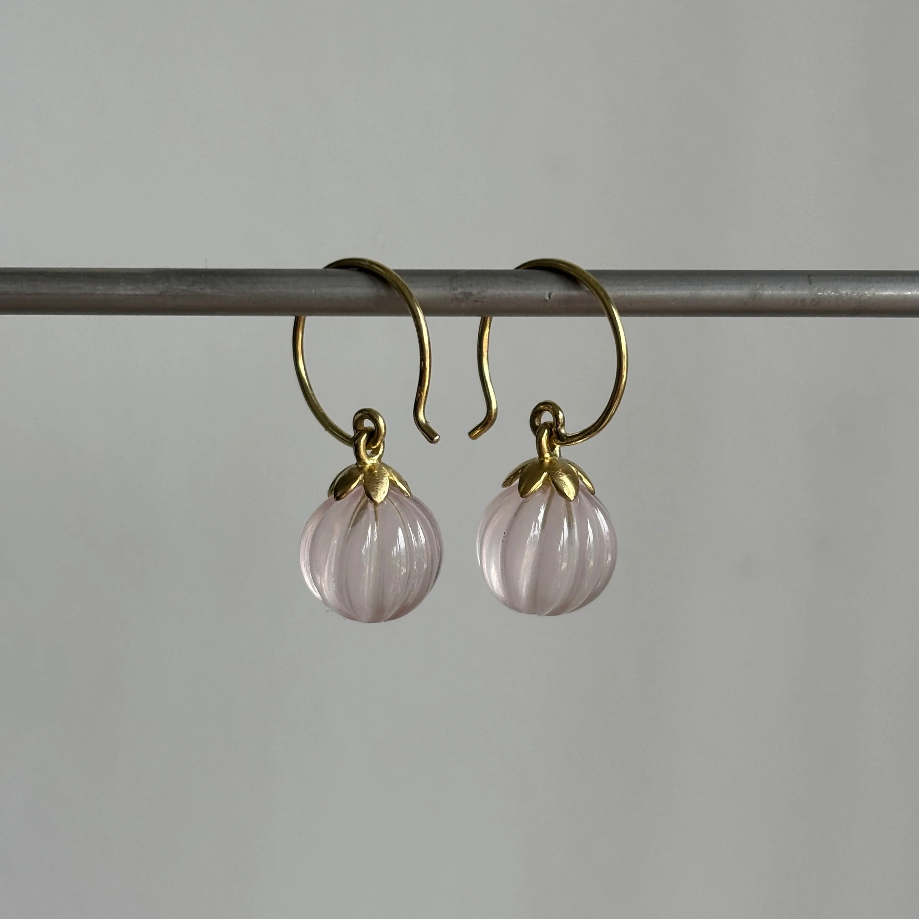 Rose Quartz Lotus Earrings