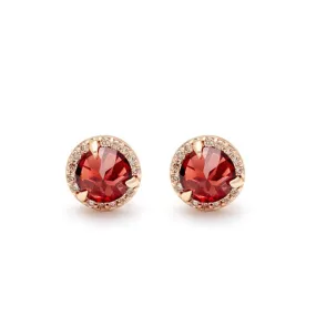 Rosette Stud Earring (Medium) - 14k Gold, Garnet & Champagne Diamonds