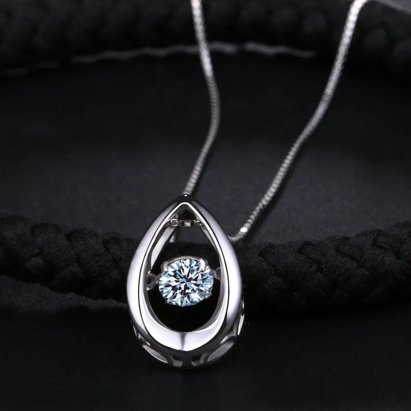 S925 Sterling silver smart drop-shaped crystal pendant clavicle necklace jewelry