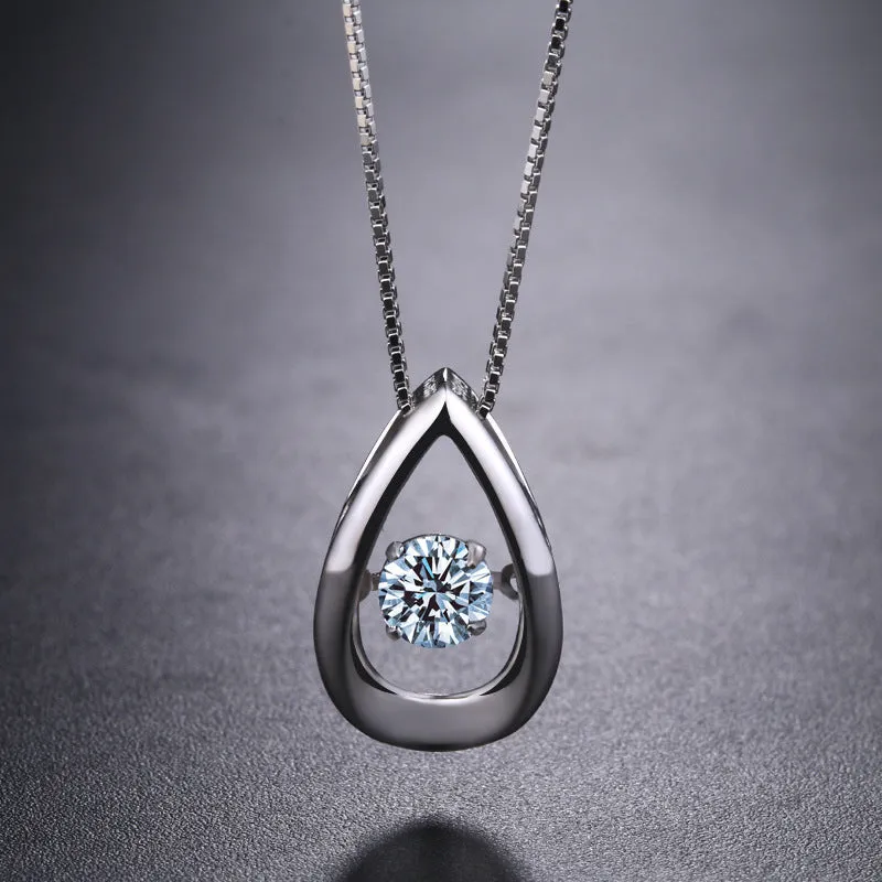 S925 Sterling silver smart drop-shaped crystal pendant clavicle necklace jewelry