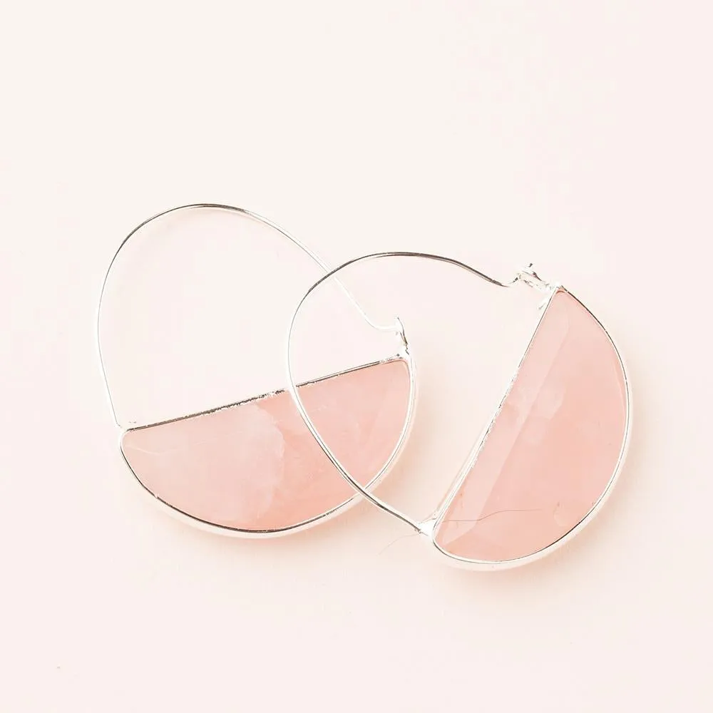 Scout Curated Wears - Stone Prism Hoop - Rose Quartz/Silver