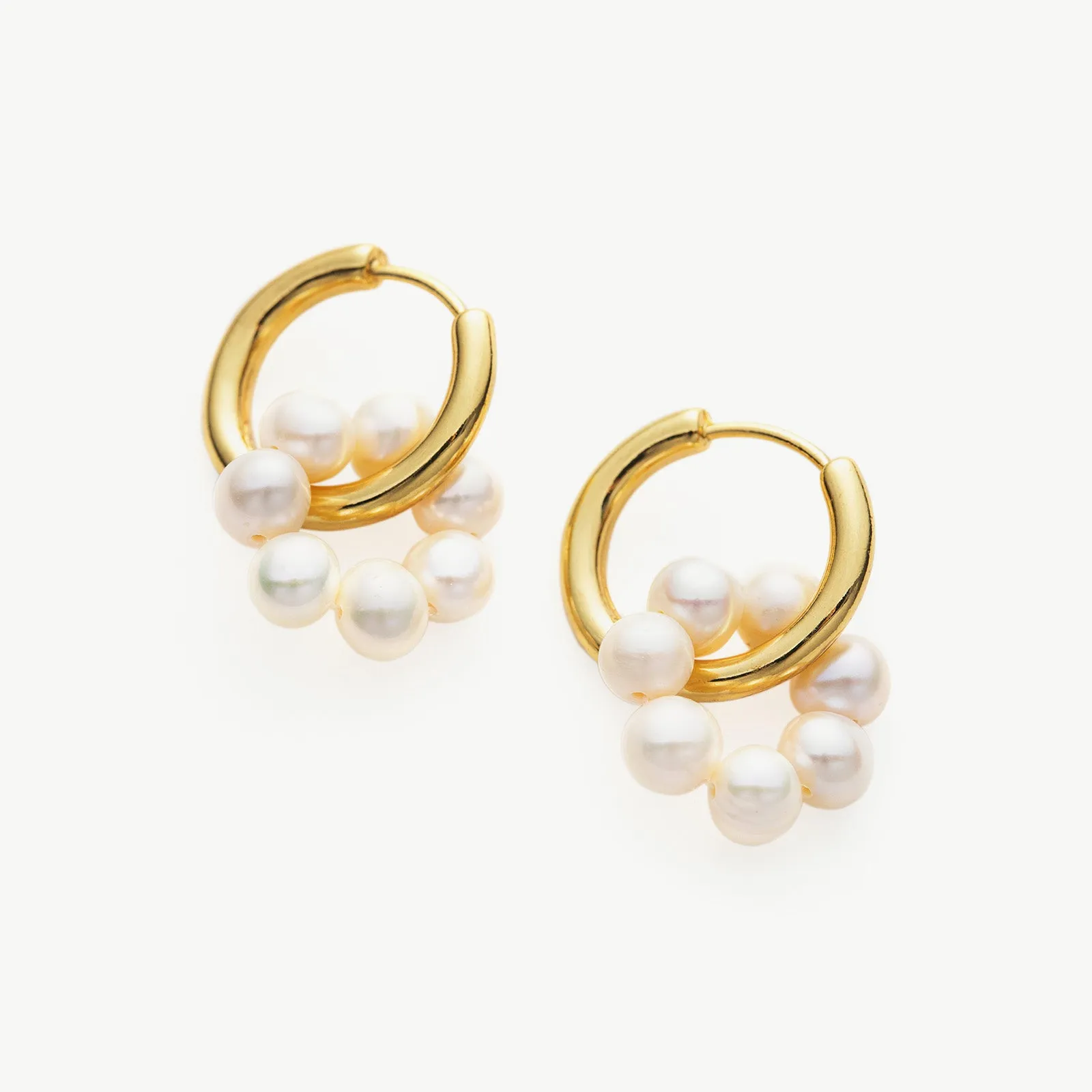 Seed Pearls Tunnel Hoop Earrings