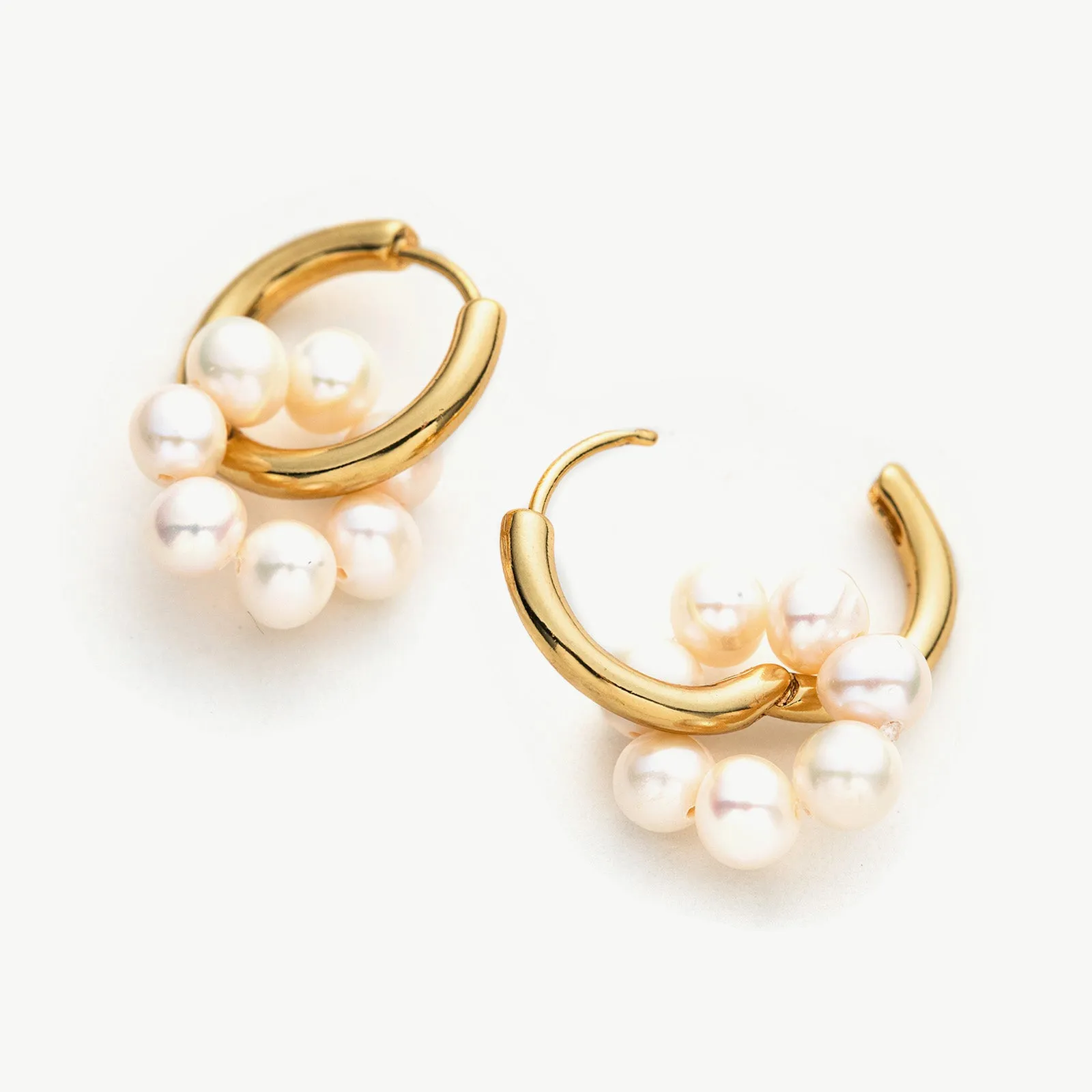 Seed Pearls Tunnel Hoop Earrings