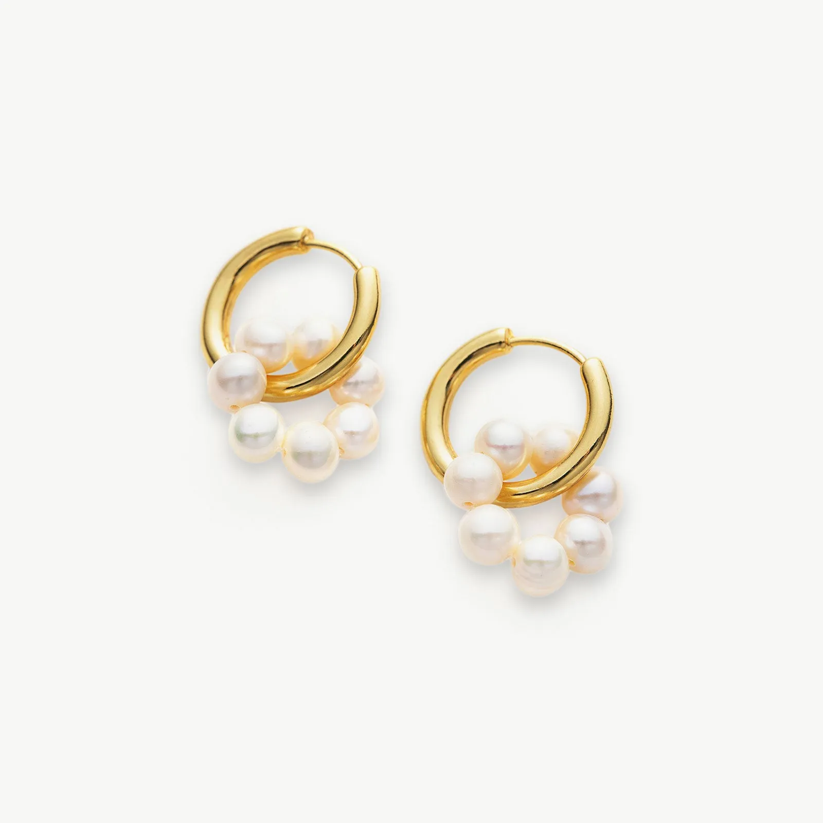 Seed Pearls Tunnel Hoop Earrings