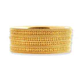 Set of Four 22ct Gold Bangles with Flower and Bead Design and Filigree Work B-8574